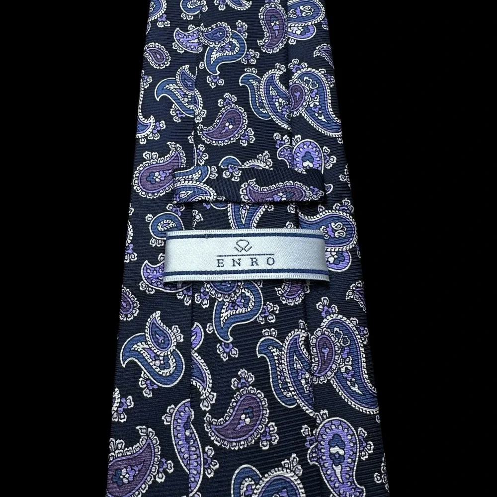 Enro Mens Silk Tie Navy Blue Purple Paisley Classic Formal Necktie 59x3.5